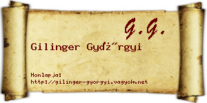 Gilinger Györgyi névjegykártya